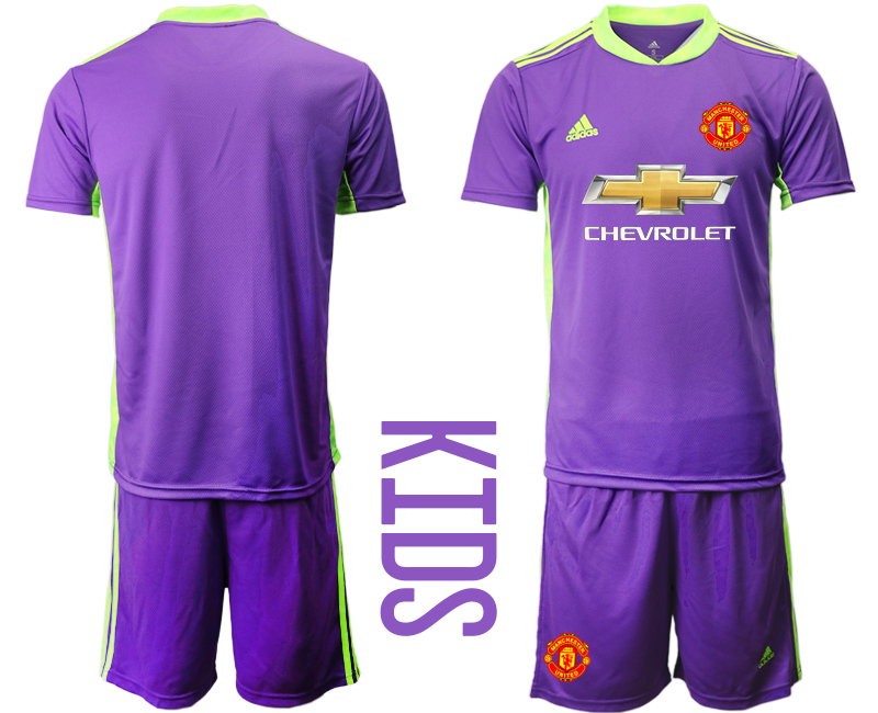 Youth 2020-2021 club Manchester United purple goalkeeper blank Soccer Jerseys